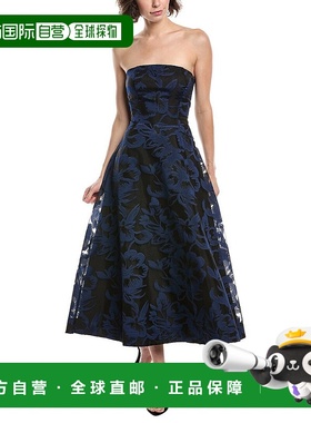 自营 Theia Laurie Jacquard Midi连衣裙-蓝色 美国奥莱直发服饰
