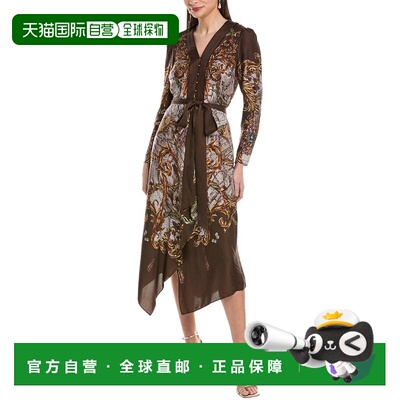 自营marchesa notteMarchesa Rosa Twill Midi Dress - brown 美