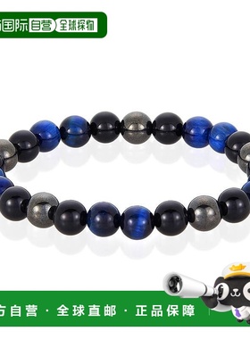 自营 Crucible Los Angeles 8 毫米串珠弹力手链，配有蓝色虎眼石