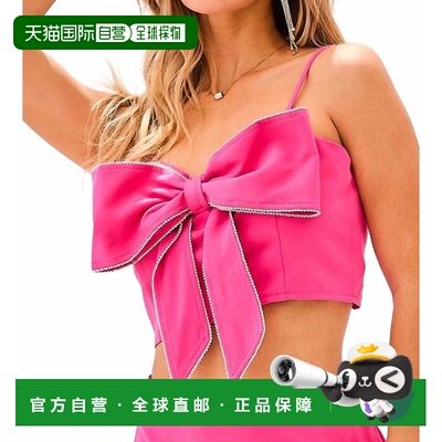 自营blue bFuchsia-紫红色缎带和水钻上衣 美国奥莱直发