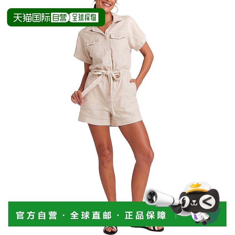 自营 Bella Dahl Searose Rolled Sleeve Linen-Blend Romper - b
