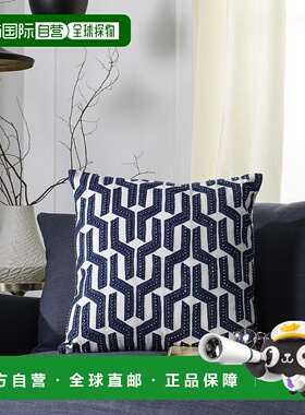 自营 Safavieh Chauncy 枕头 - 海军蓝 / 白色 美国奥莱直发