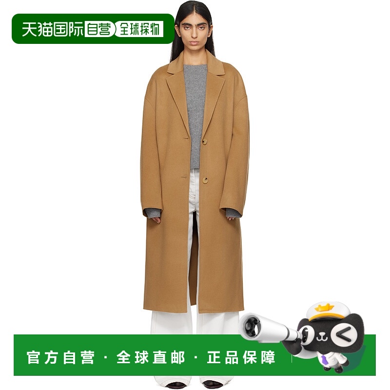 1h可退 香港直邮潮奢 TOTÊME 女士 黄褐色 Double Cocoon 大衣 24