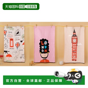 自营tiramisu“London Calling”厨房毛巾套装-红、白、蓝、黑 美