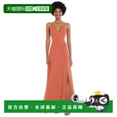 自营after 美国 赤铜色 six仿裹身交叉后背长裙 带可调节肩带