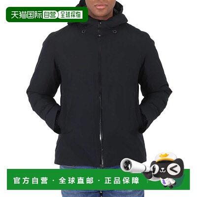 自营 Save The Duck男式黑色Alvaro标志连帽衬垫夹克-黑色 美国奥