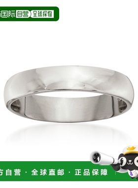 自营 Ross-Simons 男士 4 毫米 14 克拉白金结婚戒指 白色 美国奥