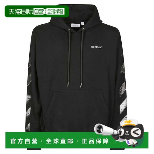 自营off-white金属箭头滑板棉质连帽衫-黑色 美国奥莱直发