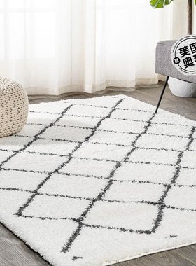 jonathan y Cami 摩洛哥风格钻石粗毛地毯 - 白色/黑色 【美国奥