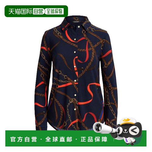 自营lauren ralph laurenDaquane图案错综复杂的长袖衬衫-黑色 美
