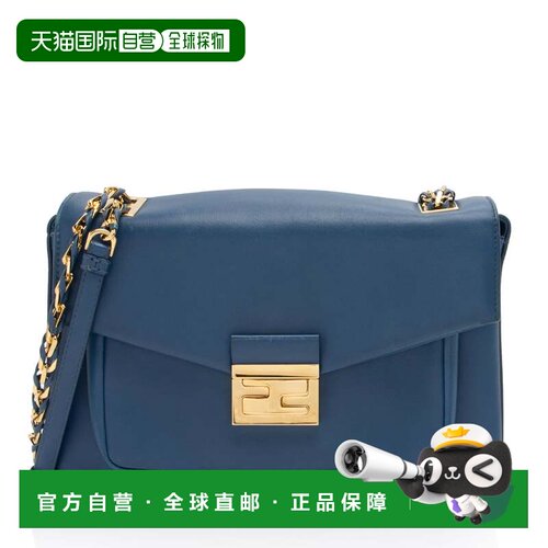 自营Fendi Leather Be Baguette Shoulder Bag - blue 美国奥莱直