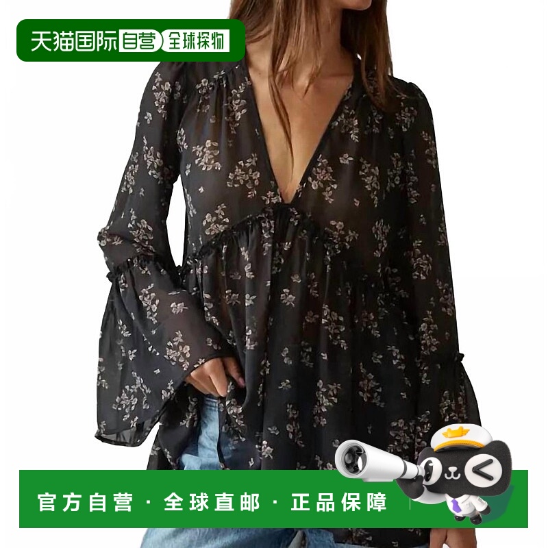 自营by togetherWoven Polyester Chiffon See Through Floral Bl