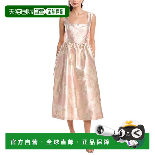 自营Anne Klein Open Back Square Neck A-Line Midi Dress - pin