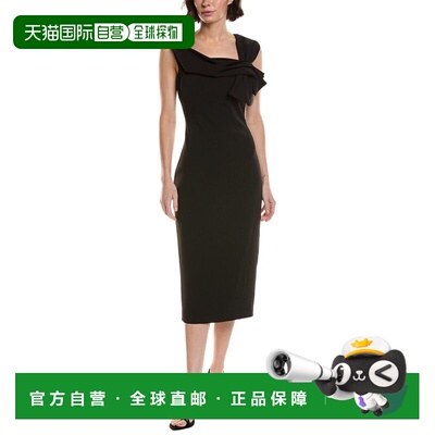 自营Badgley Mischka Pleated Cocktail Gown - black 美国奥莱直