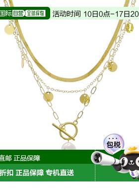 自营adornia14k Gold Plated Pearl and 3-Layer Necklace - whit
