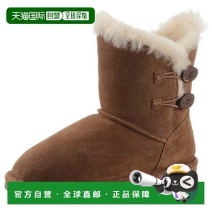 自营 bearpaw熊掌Rosaline青年靴棕色绒面羊皮内衬雪地靴JOBB203-