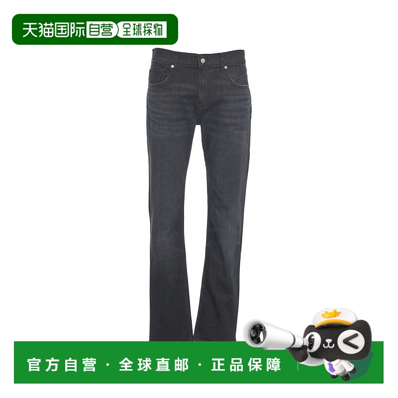 自营7 for all mankindSlightly Faded Black Straight-Leg Jeans