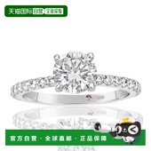 Suzy Levian 纯银圆形切割方晶锆石新娘订婚戒指 自营 白色 美