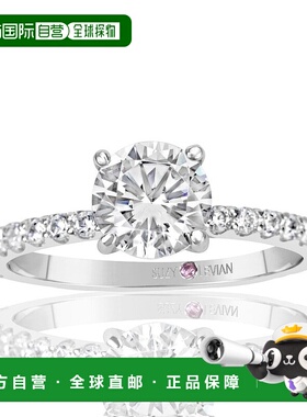 自营 Suzy Levian 纯银圆形切割方晶锆石新娘订婚戒指 - 白色 美