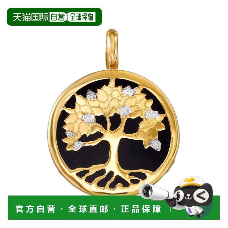 自营Ross-Simons 黑色缟玛瑙生命之树吊坠 14 克拉黄金 - 黑色 美