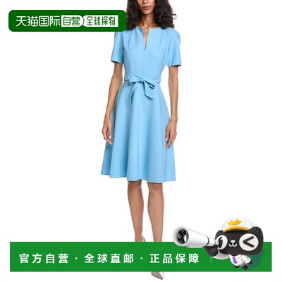 自营Oscar de la Renta Wool-Blend Midi Dress - blue 美国奥莱