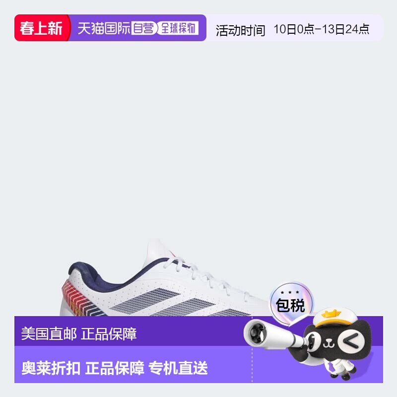 自营男士adidas Adizero ZG无尖钉高尔夫球鞋-云白色/深蓝色/红色