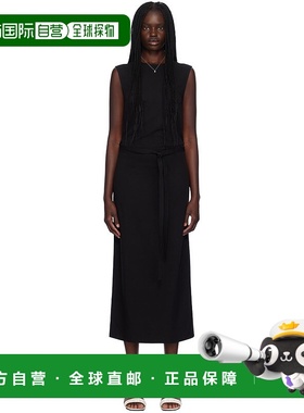 1h可退 香港直邮潮奢 TOTÊME 女士 黑色 Fluid Tie-Waist 连衣裙