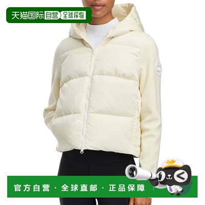自营Canada Goose HyBridge宽被子针织羊毛连帽衫-白色 美国奥莱