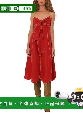 自营FARM Rio Red Sleeveless Linen Maxi Dress - red 美国奥莱