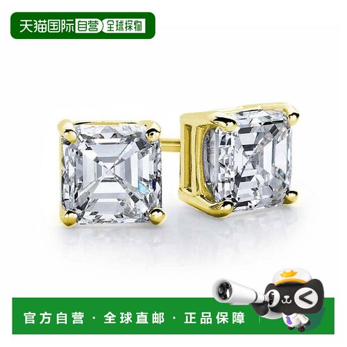 自营Suzy Levian Rose Plated Sterling Silver Asscher-Cut Cubi