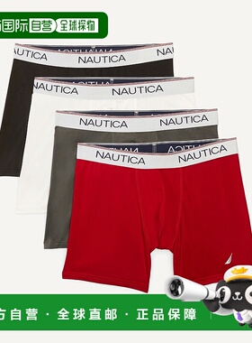 自营Nautica Mens Stretch Performance Boxer Briefs, 4-Pack -