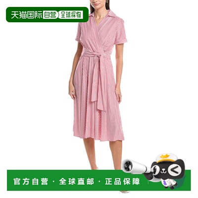 自营Tahari ASL Short Sleeve Midi Dress - blue 美国奥莱直发