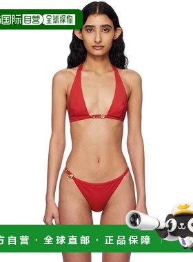 1h可退 香港直邮潮奢 versace 范思哲 女士 红色 Safety Pin 比基