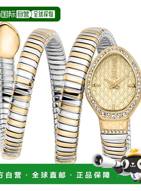 自营JUST CAVALLI Womens's Snake Watch, Gold Color Case, Cham