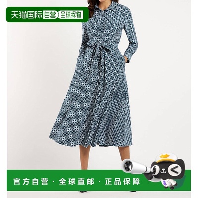 自营jude connallyKitty Midi海军蓝花朵马赛克连衣裙 美国奥莱直