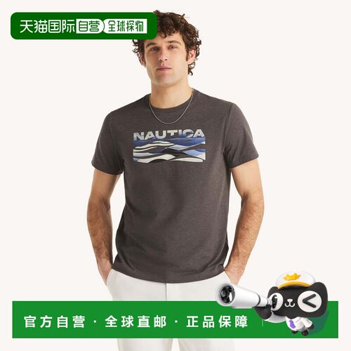 自营Nautica Mens Art Wave Graphic T-Shirt - charcoal 美国奥