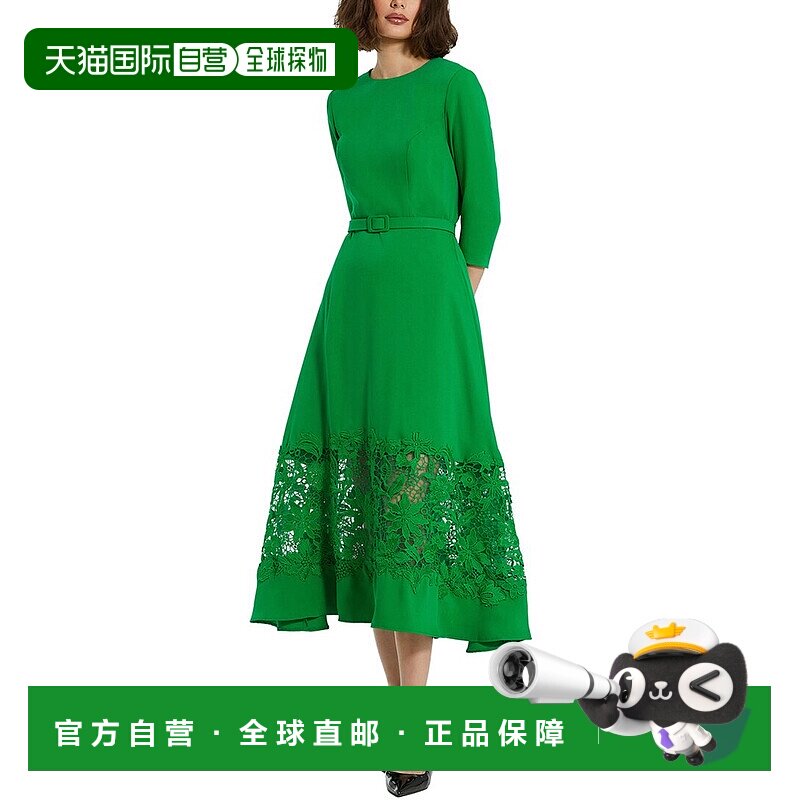 自营Mac Duggal反船领迷笛裙-绿色 美国奥莱直发连衣裙