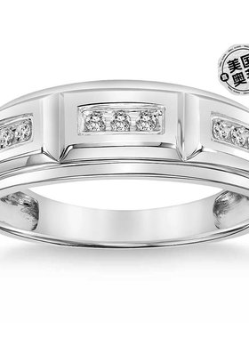 pompeii31/4 克拉 TW 圆形钻石男式九石结婚戒指高抛光戒指 10k