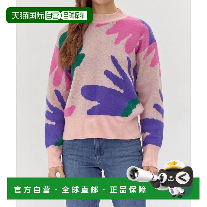 自营 jodifl浅粉色复古Vibes俏皮印花毛衣-浅粉色 美国奥莱直发