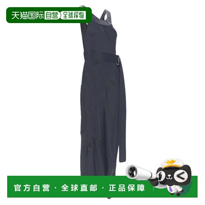 自营Victoria Beckham重缎面皮革衣领斜纹连衣裙-黑色 美国奥莱直