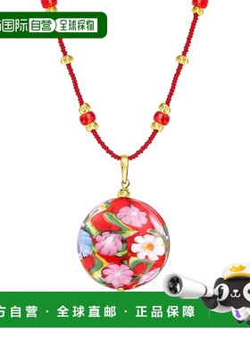 自营ross-simonsRoss Simons意大利红色Murano玻璃花盘吊坠项链，