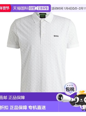 自营 boss印花图案弹力棉Paddy polo衫-白色 美国奥莱直发男装
