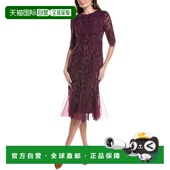 美国奥 Ruiz 自营Rene Midi Fitted purple Sleeves Dress