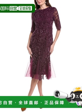 自营Rene Ruiz 3/4-Sleeves Fitted Midi Dress - purple 美国奥
