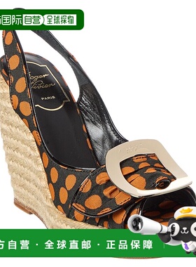 自营 Roger Vivier Cordella Grosgrain斜背坡跟凉鞋-绿色 美国奥