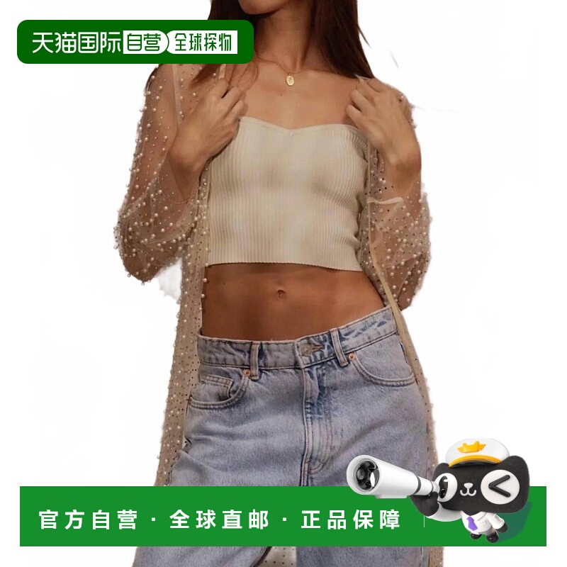 自营endless blu.Ayla Embellished Mesh Cardigan In Beige - be