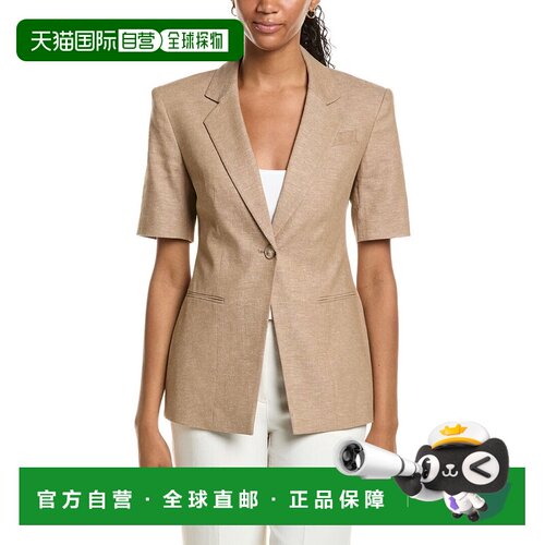 自营Kenneth Cole Linen-Blend Jacket - brown 美国奥莱直发