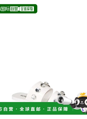 自营Schutz Lizzie Crystal Sandals White Embellished Slip-On