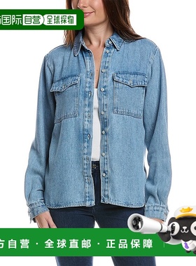 自营7 for all mankind7全人类Dina牛仔衬衫-蓝色 美国奥莱直发