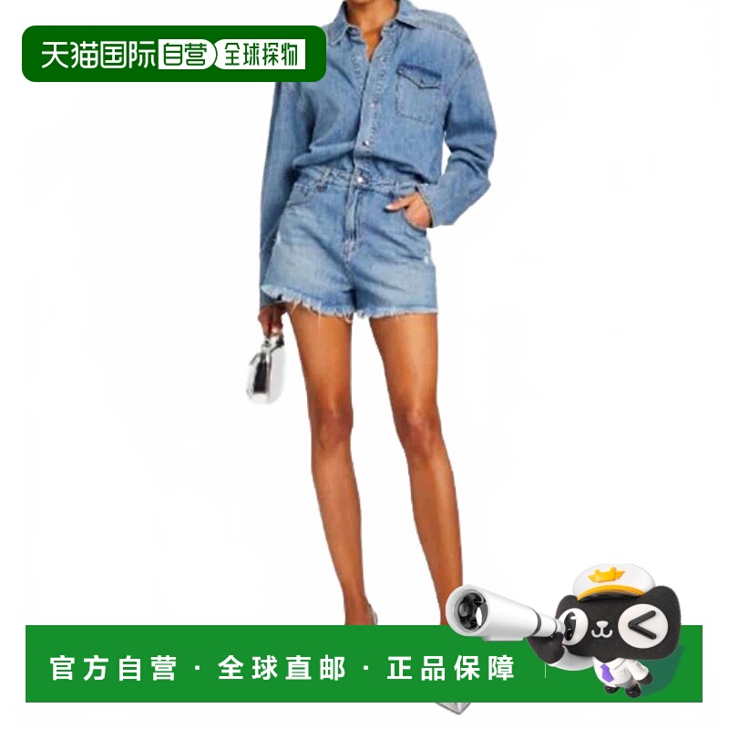 自营retrofeteAnnie Denim Romper In Oasis - oasis 美国奥莱直